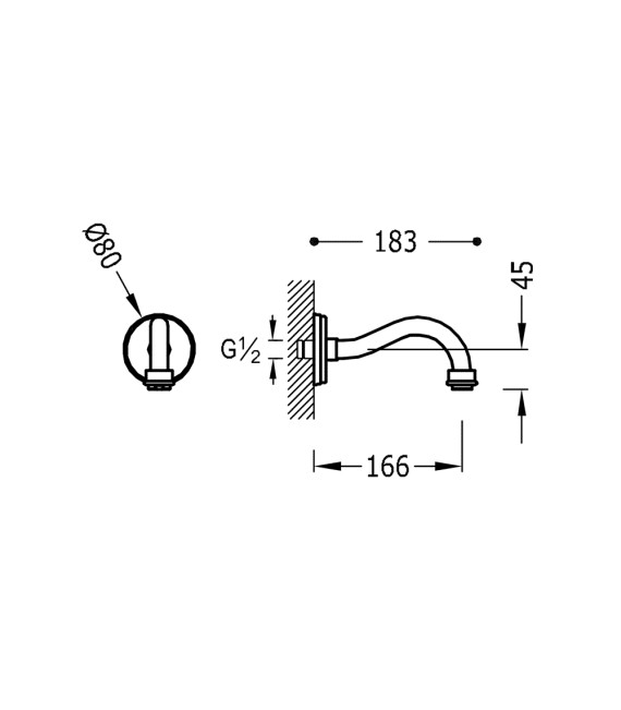TRES 24217302 Caño Pared Cromo