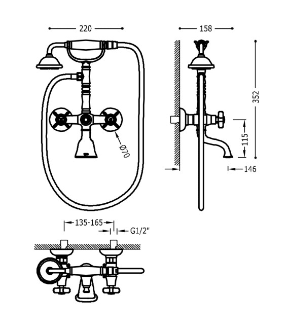 TRES-CLASIC 24217601 Grifo Baño-Ducha Cromo