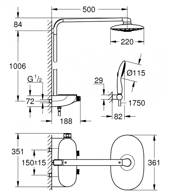 GROHE 26 250 000 RainShower Ducha Smartcontrol 360