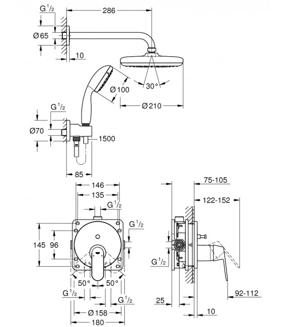 GROHE 25 219 001 EUROSMART COSMOPOLITAN Conjunto Ducha