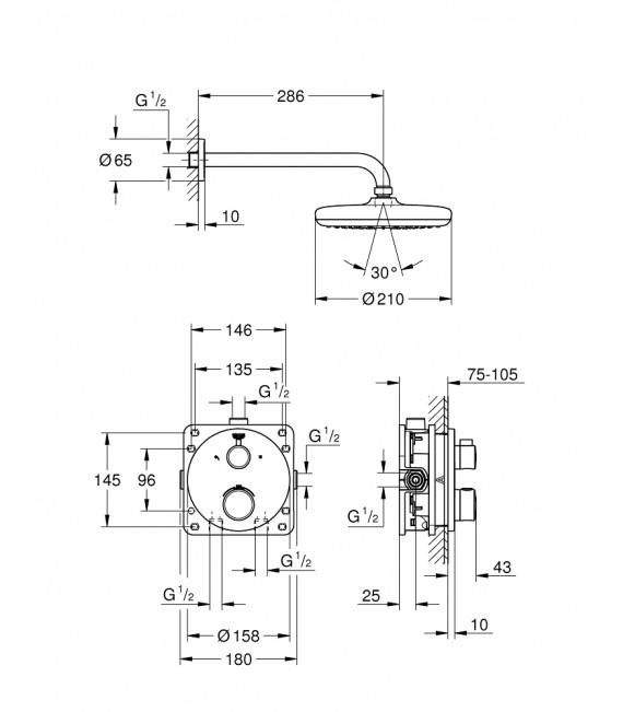 GROHE 34 726 000 GROHTHERM Conjunto De Ducha Con Tempesta 210