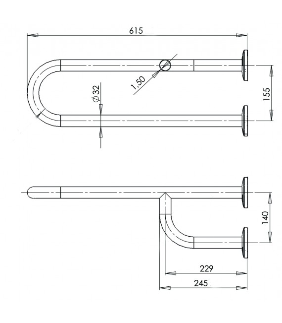 MEDICLINICS BFI600C BARRA Fija 3P Izquierda Inox Brillo