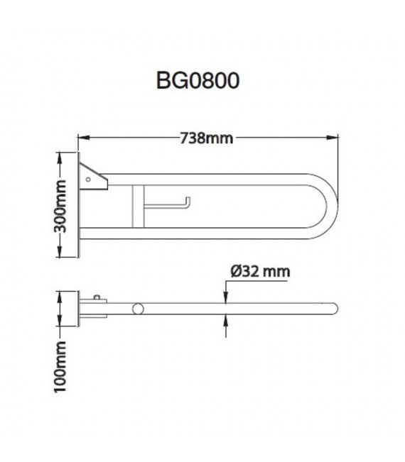 MEDICLINICS BG0800C Barra de Ayuda Abatible Inox Brillo