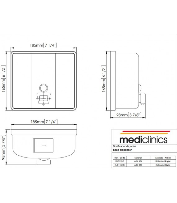 MEDICLINICS DJ0115CS Dosificador De Jabón Inox Satinado