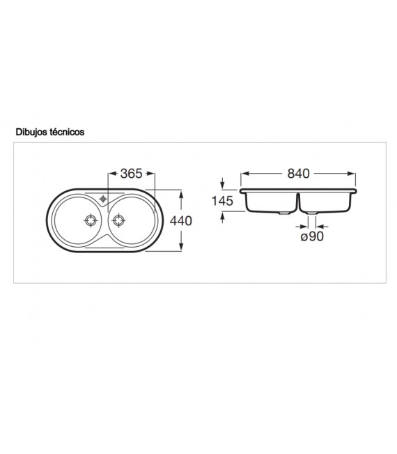 ROCA A870920845 DUO-80 Fregadero Encimera