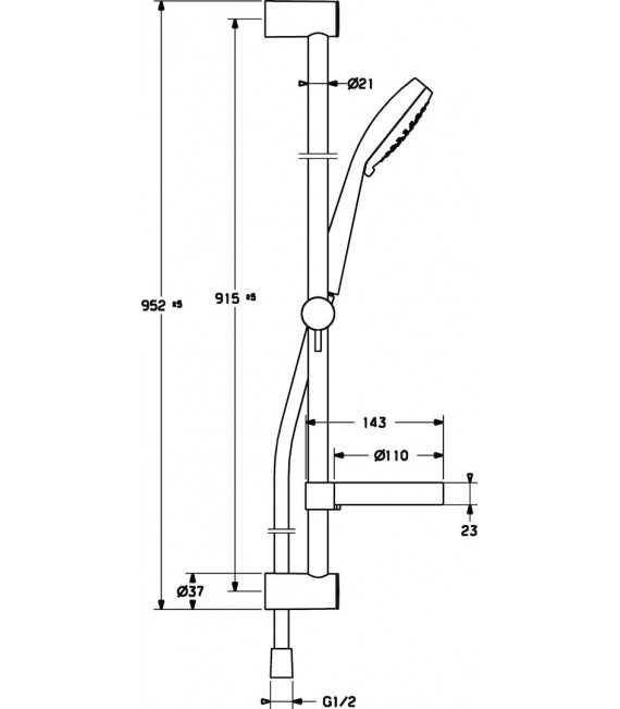 HANSA 44150130 Viva Barra De 900 Mm+Teleducha Viva 3 Posiciones