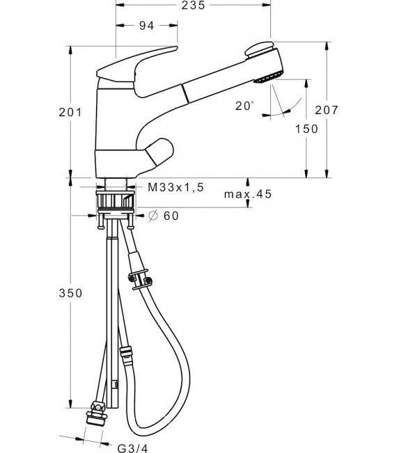 HANSA 01392183 Mix Grifo Cocina Con Válvula