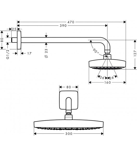 HANSGROHE 27385400 Raindance Select E 300 2Jet Ducha Mural