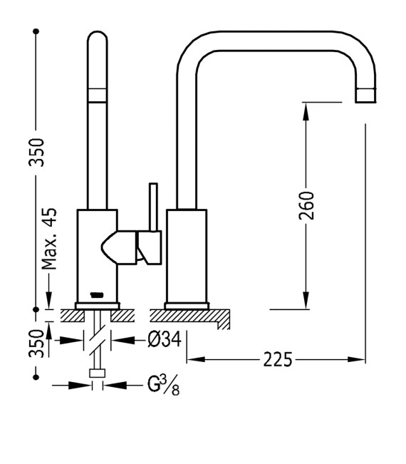 MAX-TRES 162541 Grifo Fregadero Vertical