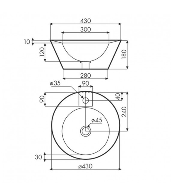 BATHCO 08002 BOLEAN Lavabo CEMENTO Conico