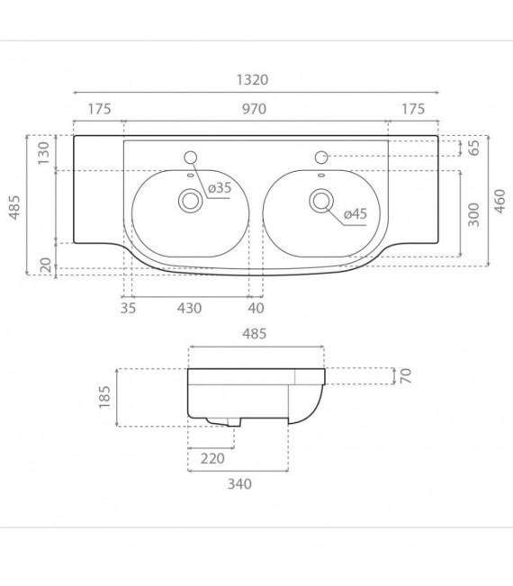 BATHCO H1006 HANNOVER 132 Lavabo Rectgular Doble Poza