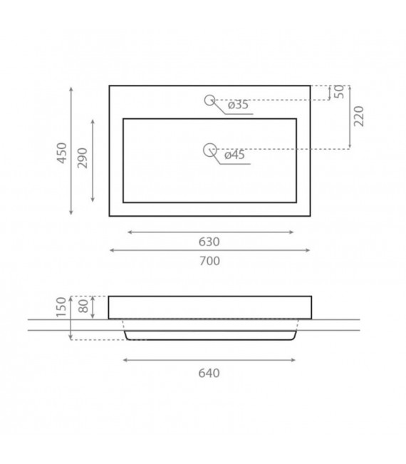 BATHCO 0023 MANCHESTER Lavabo Encimera Rectangular