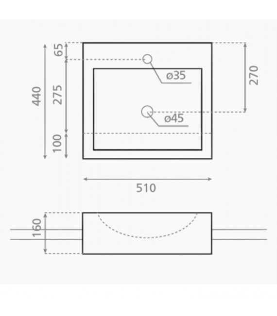 BATHCO 0045 MILAN Lavabo rectangular semi-encastre
