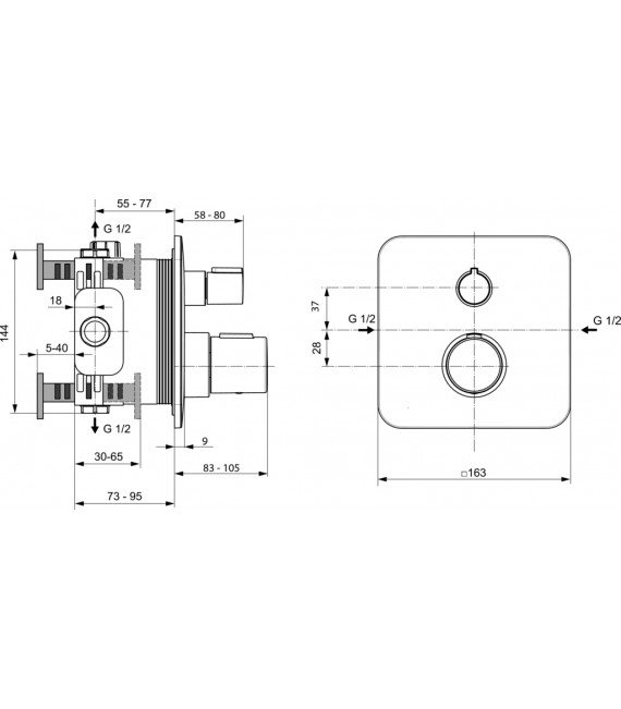IDEAL STANDARD A6345AA Grifo Termostático Empotrado Baño/Ducha