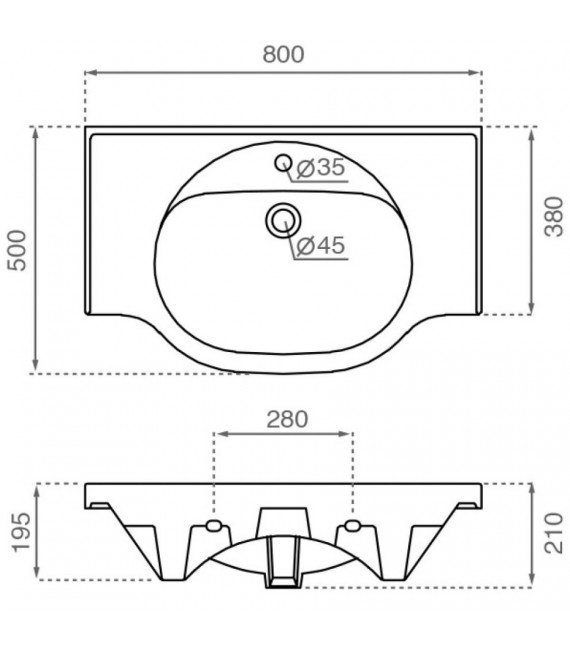 BATHCO 4102 BUCAREST 80 Lavabo Rectangular