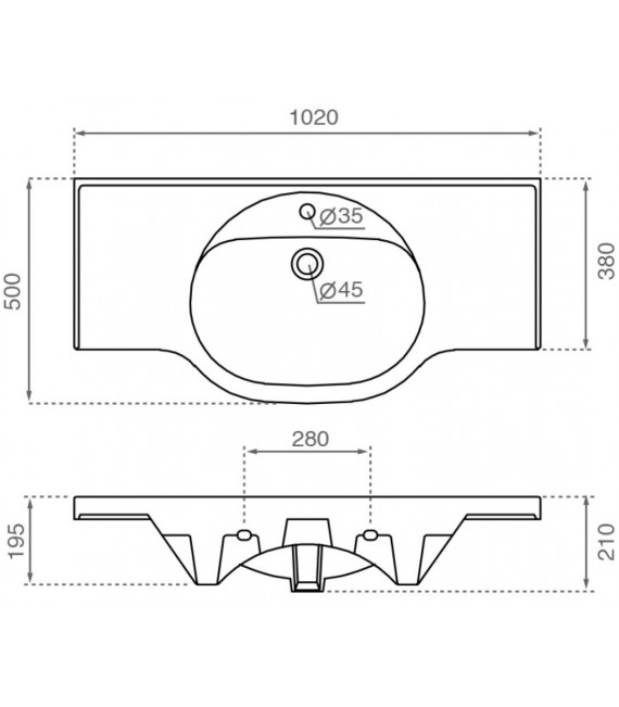 BATHCO 4103 BUCAREST 100 Lavabo Rectangular