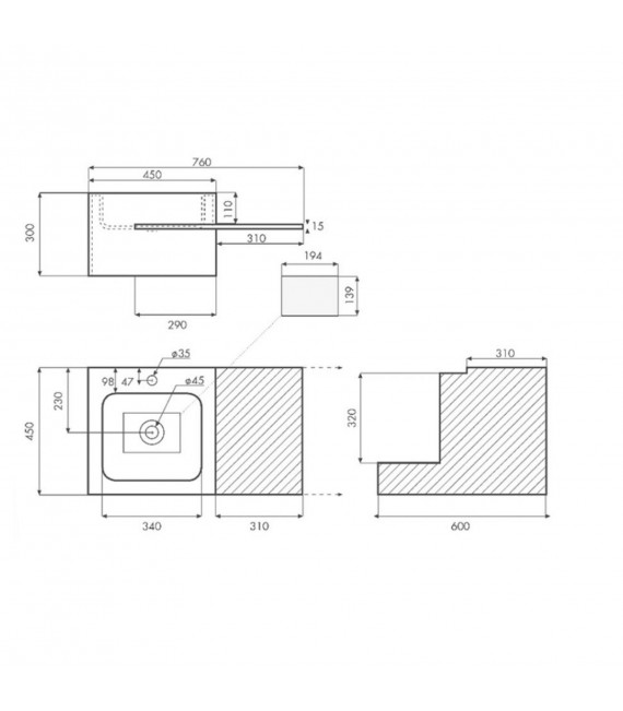 BATHCO 6011A CALABRIA Lavabo c/Balda Derecha