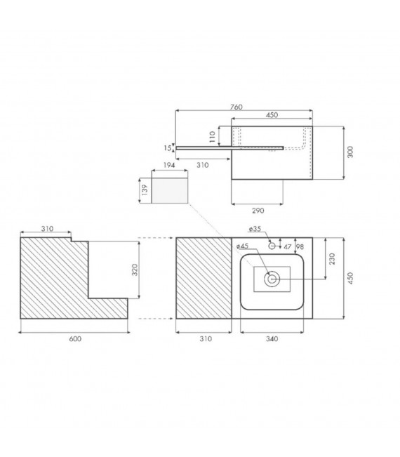 BATHCO 6011B CALABRIA Lavabo c/Balda Izquierda