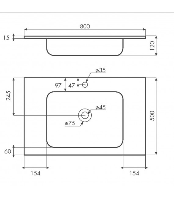 BATHCO 6009 NANSA 800 Lavabo Solid Surface