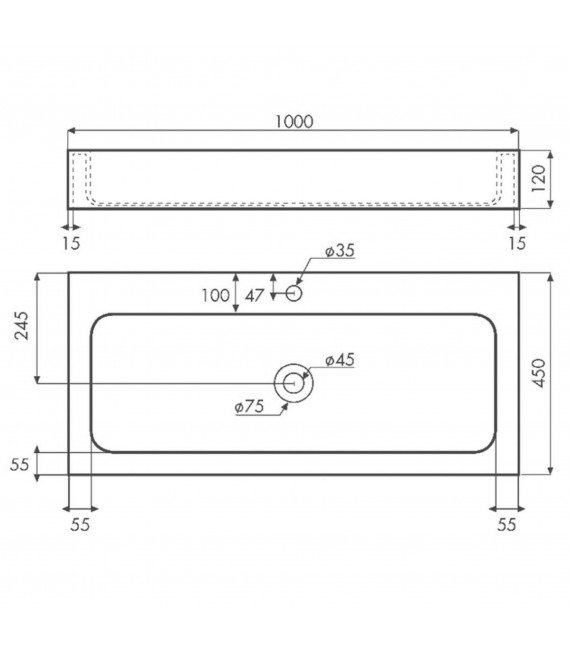 BATHCO 6007 LUENA 1000 Lavabo Solid Surface