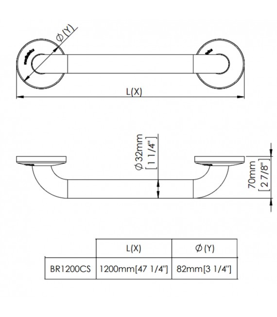 MEDICLINICS BR1200CS Barra Recta 1200 mm Inox Satinado