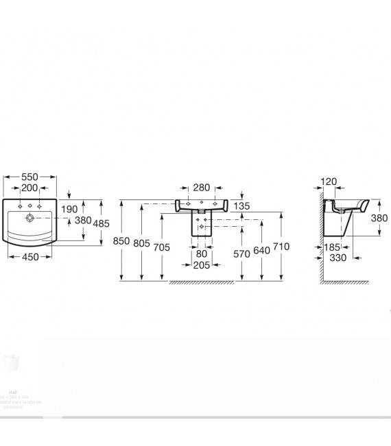 ROCA A327881000 Hall Lavabo Suspendido 55 cms