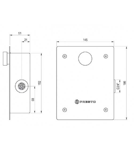 PRESTO 1000 E XL Grifo Temporizado Empotrado WC SIN Llave
