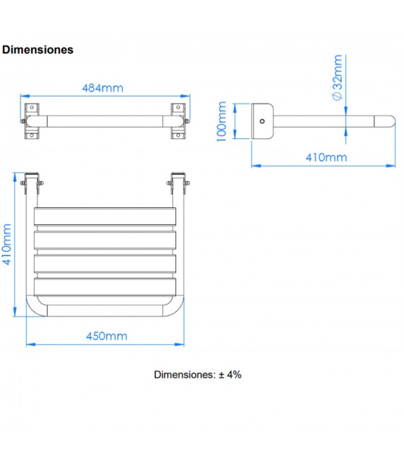 MEDICLINICS AM0201C Asiento de Ducha abatible Inox brillo