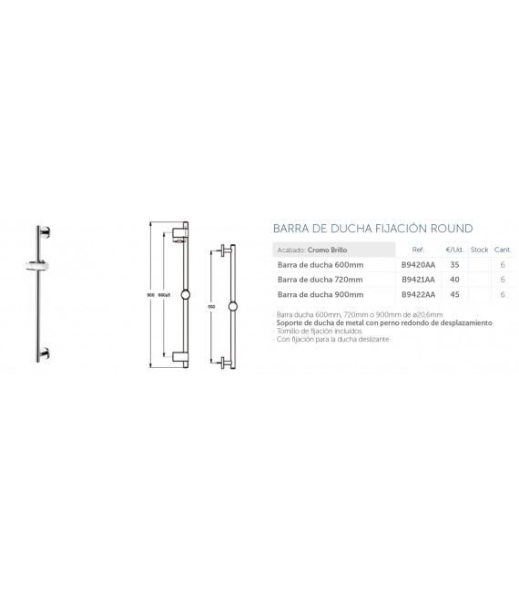 IDEAL STANDARD B9420AA Barra De Ducha 60 Cm Para Idealrain M1/M3