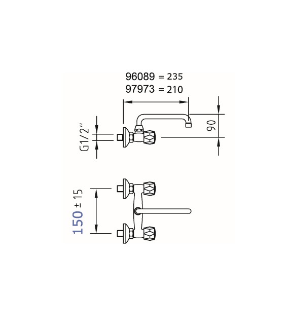 CLEVER 97973 Bm Fregadero Mural Caño Corto With2 Guayama
