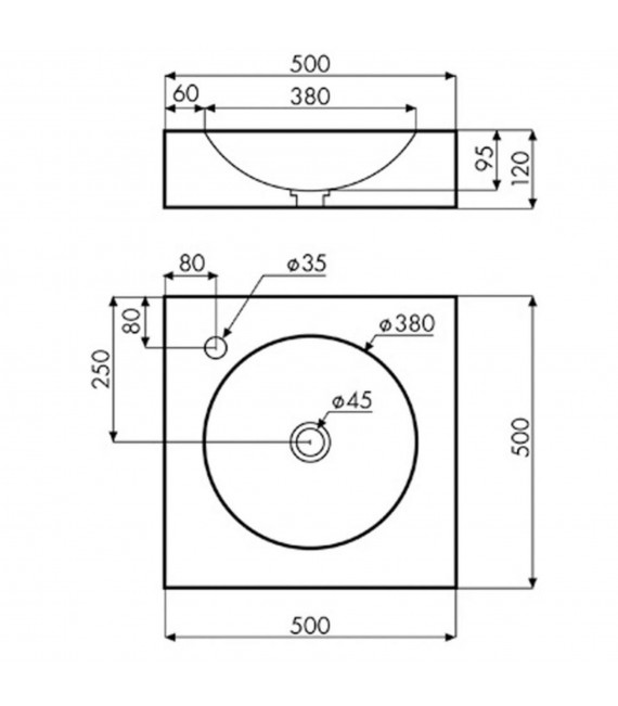 BATHCO 08015 PARBAYON Lavabo TERRAZO Cuadrado Beige