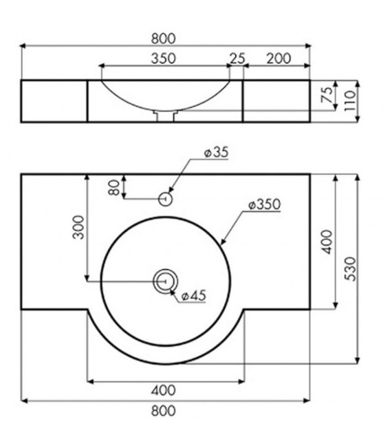 BATHCO 08032 CAMARGO Lavabo CEMENTO Rectangular