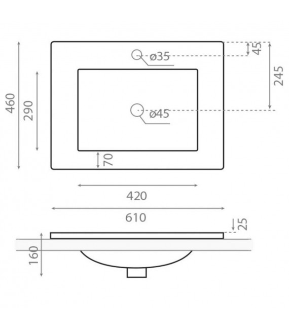 BATHCO 4011NEG MONTEVIDEO Lavabo 60 rectangular Negro
