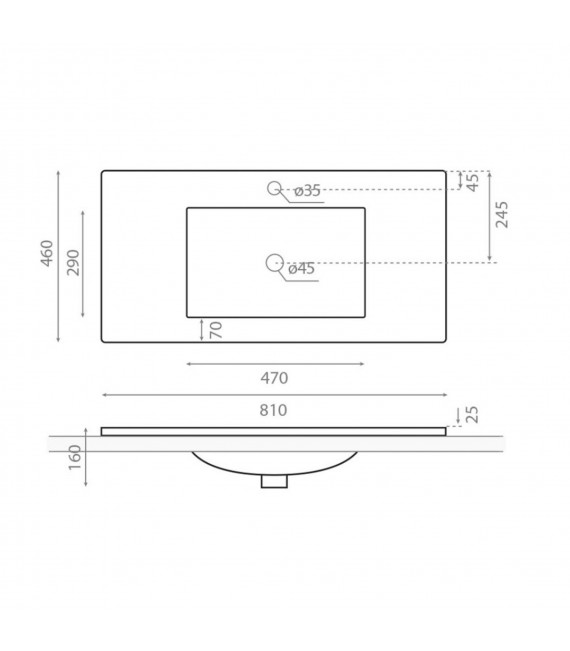 BATHCO 4012NEG MONTEVIDEO Lavabo 80 rectangular Negro