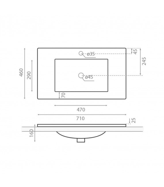BATHCO 4018/NM NUEVO MONTEVIDEO 70 Lavabo Rectangular