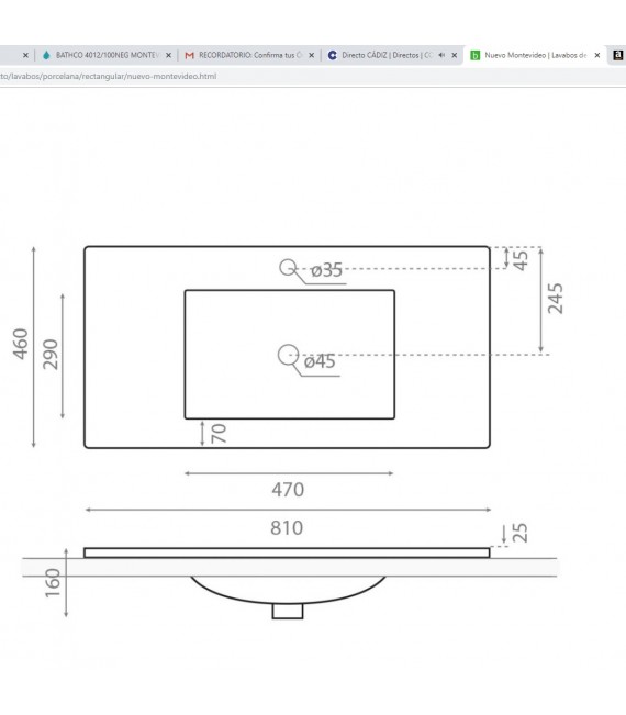 BATHCO 4012/NM NUEVO MONTEVIDEO Lavabo Negro