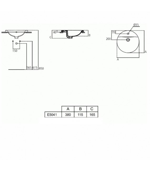 IDEAL STANDARD E504201 CONNECT Lavabo Encastre 48 Redondo