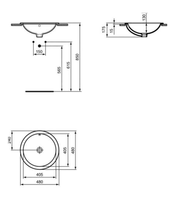IDEAL STANDARD E505301 CONNECT Lavabo Encastre 48 Redondo