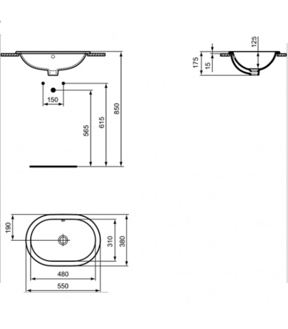 IDEAL STANDARD E504801 CONNECT Lavabo Bajo Encastre 55 Ovalado