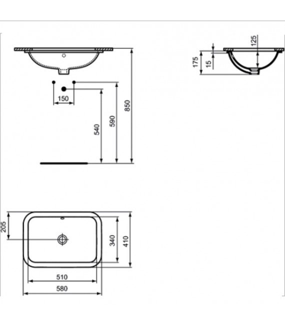 IDEAL STANDARD E506101 CONNECT Lavabo Bajo Encastre 58 Rectangular
