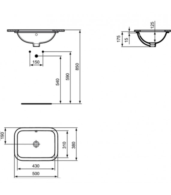 IDEAL STANDARD E505801 CONNECT Lavabo Bajo Encastre 50 Rectangular