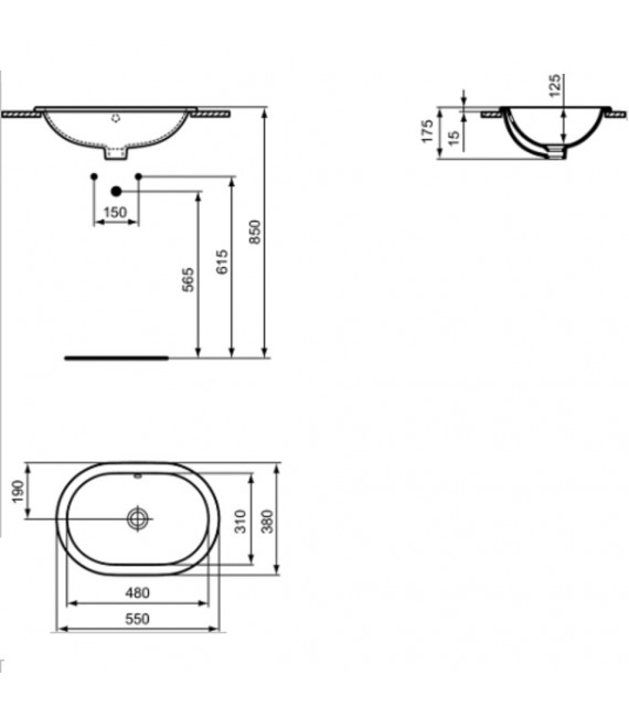 IDEAL STANDARD E504701 CONNECT Lavabo Encastre 55 Ovalado