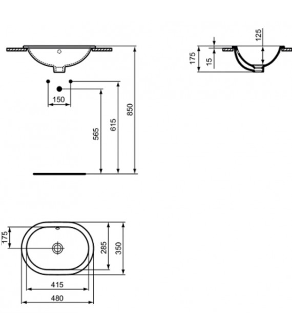 IDEAL STANDARD E504501 CONNECT Lavabo Encastre 48 Ovalado