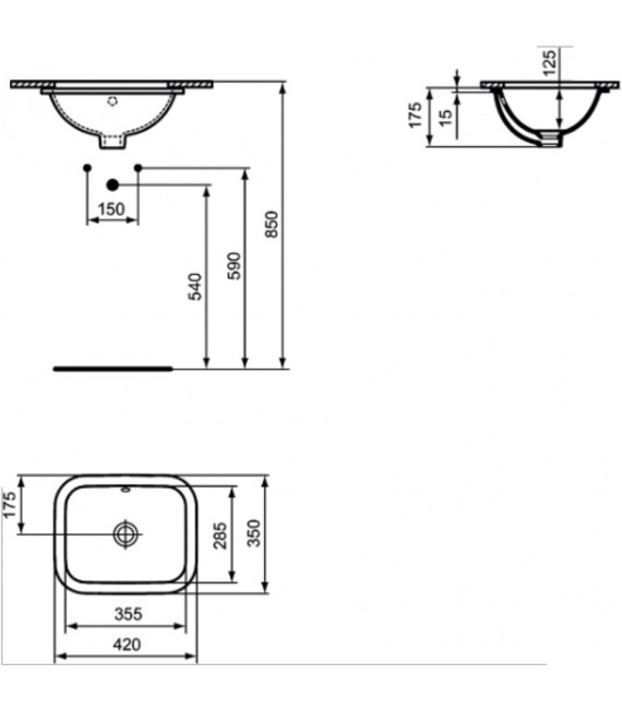 IDEAL STANDARD E505601 CONNECT Lavabo Bajo Encastre 42 Rectangular