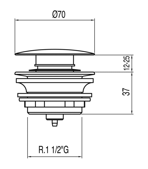 TRES 13474010 Válvula Bañera Tapón Ø 70 mm