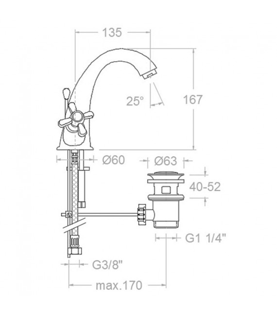 RAMON SOLER 3101CVA GAUDI Grifo Lavabo Con Desagüe
