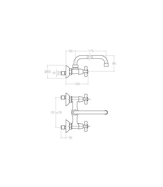 RAMON SOLER 3117C GAUDI Grifo Mural Para Fregadero