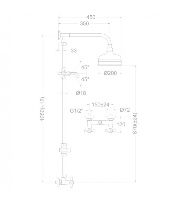 RAMON SOLER 3158CG GAUDI Grifo De Ducha Con Columna