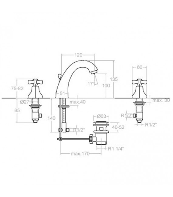 RAMON SOLER 3142C GAUDI Grifo De Repisa Para Lavabo