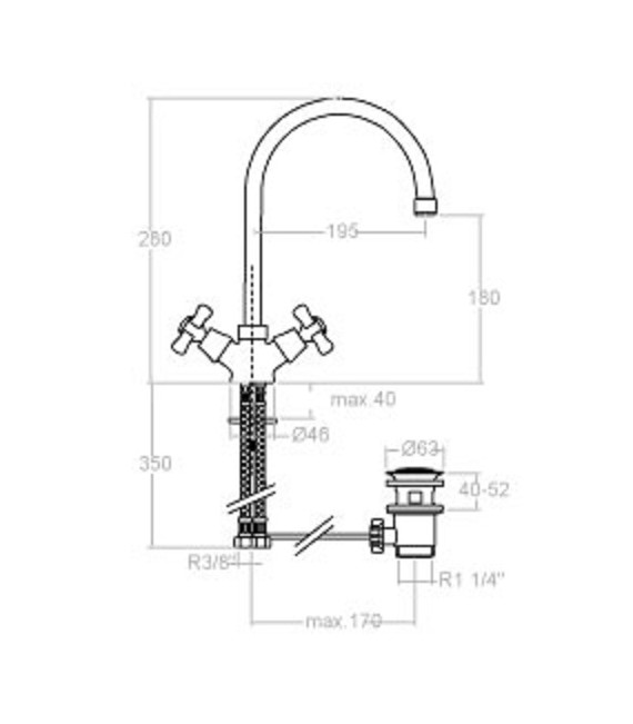 RAMON SOLER 3110C GAUDI Grifo Bimando Lavabo